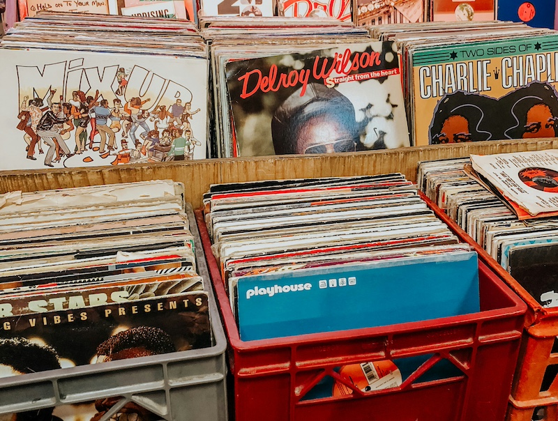 crates of vinyl records