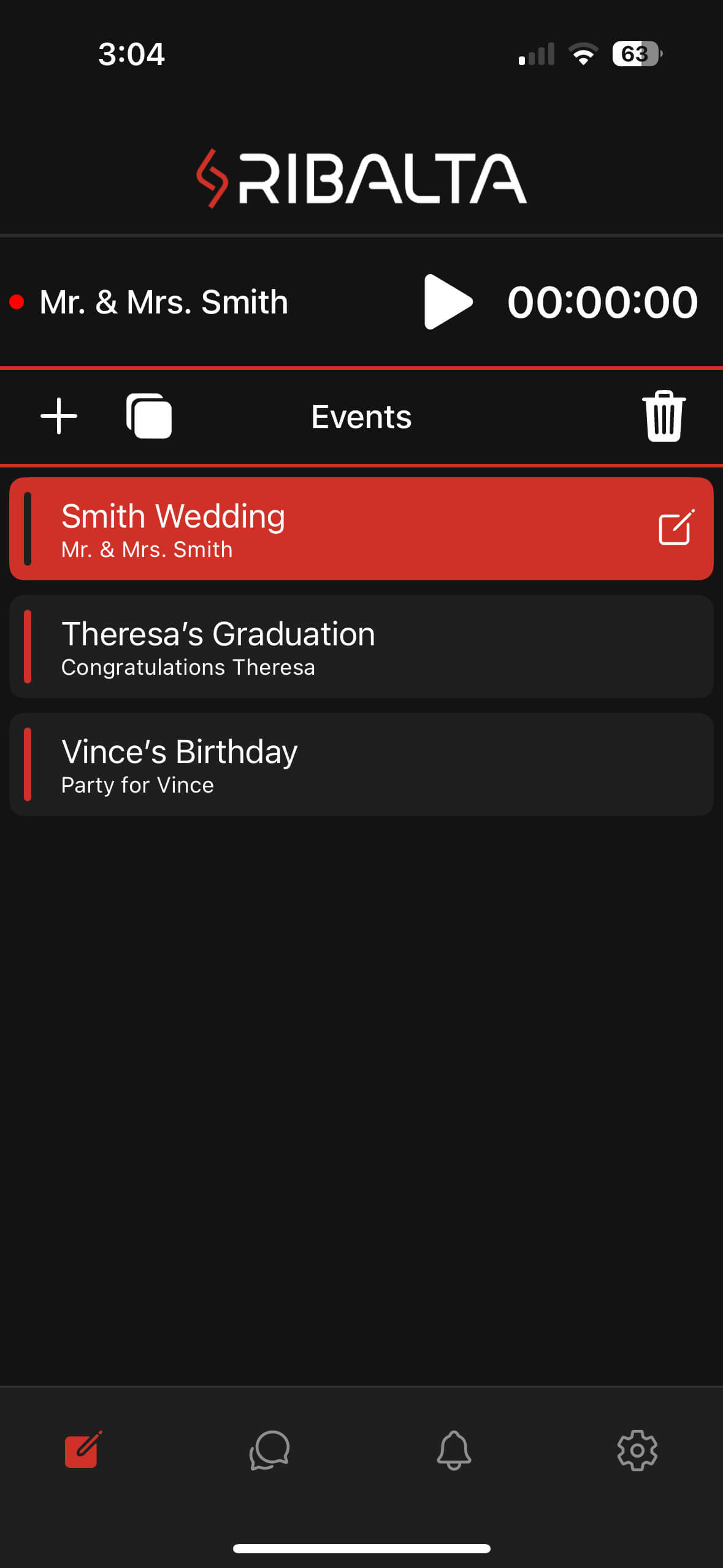 Ribalta Mobile App Interface - Events