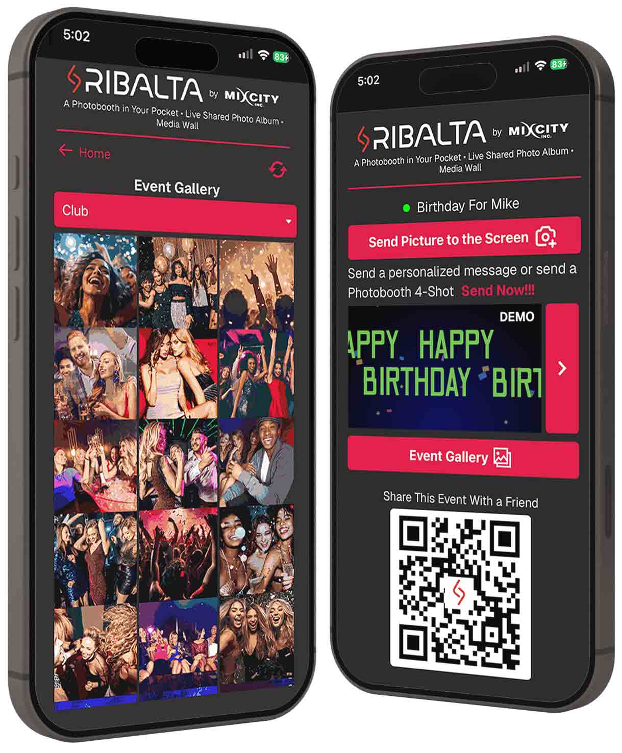 Ribalta live sharing event app displayed on a mobile phone